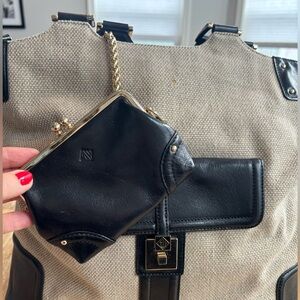 Eileen West bag with chained kiss lock pocket book. Great used condition.